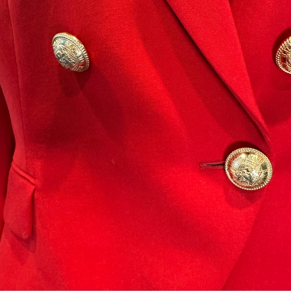 Balmain Red Blazer with Gold Buttons - Picture 5 of 13